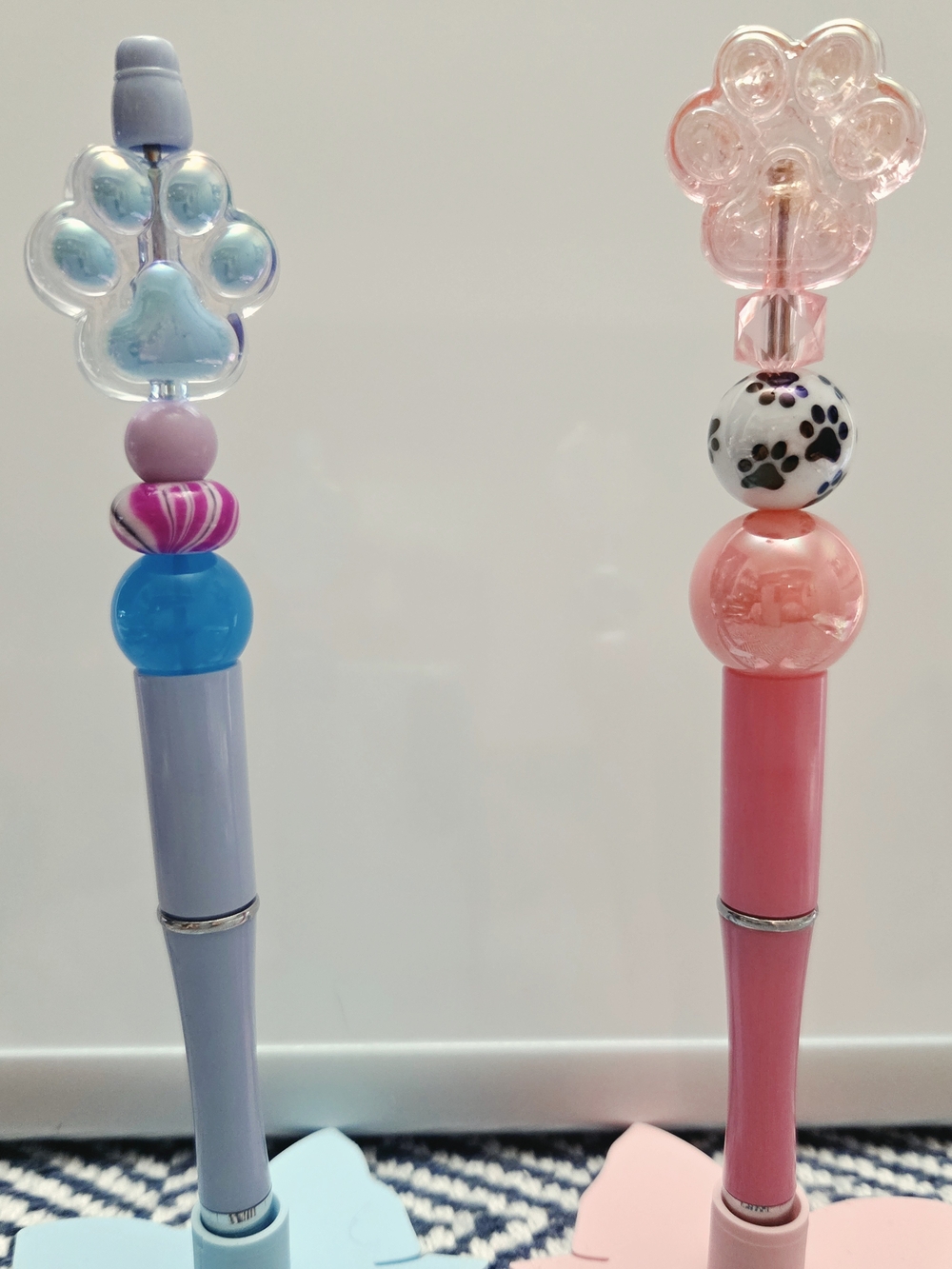 Pink and Blue Set Of Dog Paw Print Pens